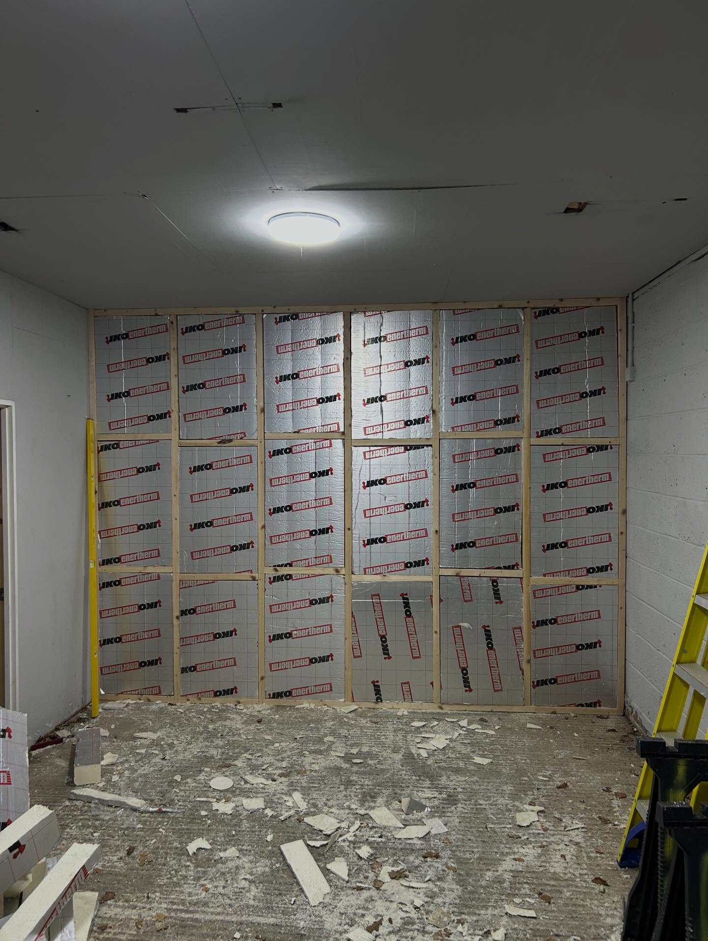 Stud wall and insulation work